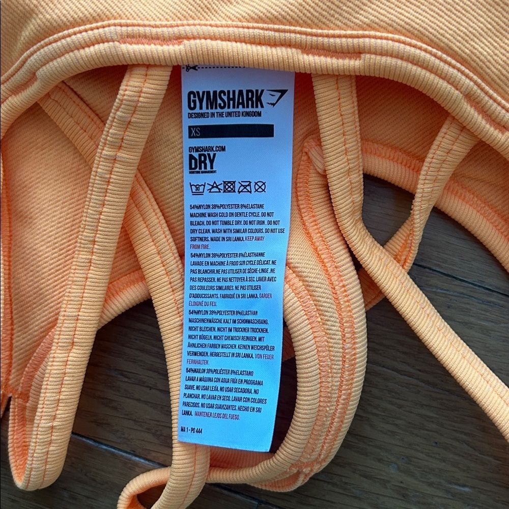 Gymshark Ultra Seamless Orange Sports Bra Women Size XS Strappy Back Activewear - Picture 6 of 7